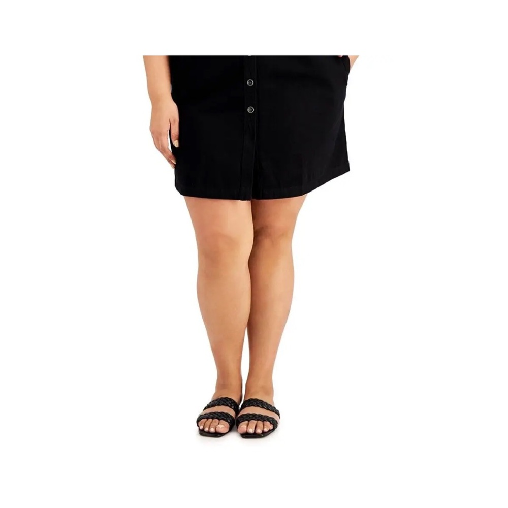 NWT- Style and Company Women’s Plus Black Button Front Cotton Denim Dress Sz 18W - Picture 3 of 3